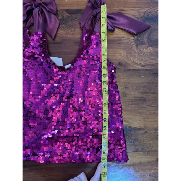 Anthropologie Women's Maeve Sequined Tie-Strap Tank Pink XS - Picture 14 of 16